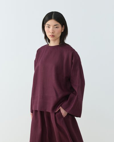Keten Kimono Bluz Bordo - Aybikestil