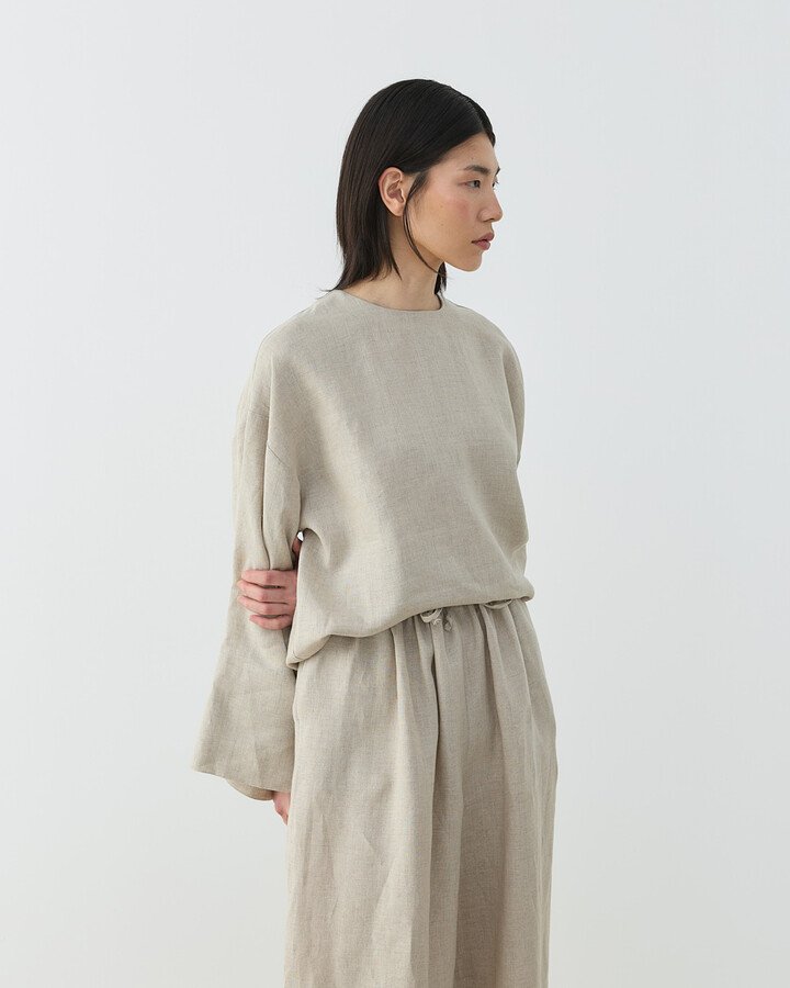 Keten Kimono Bluz Natural - Aybikestil (1)