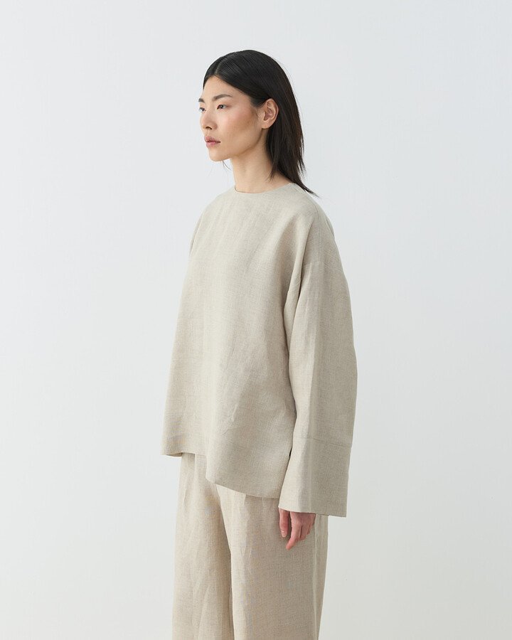 Keten Kimono Bluz Natural - Aybikestil (1)