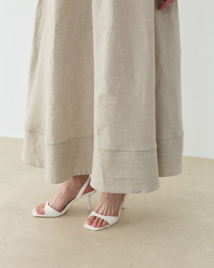 Keten Nervür Detaylı Cepli Font Etek Natural - Aybikestil (1)