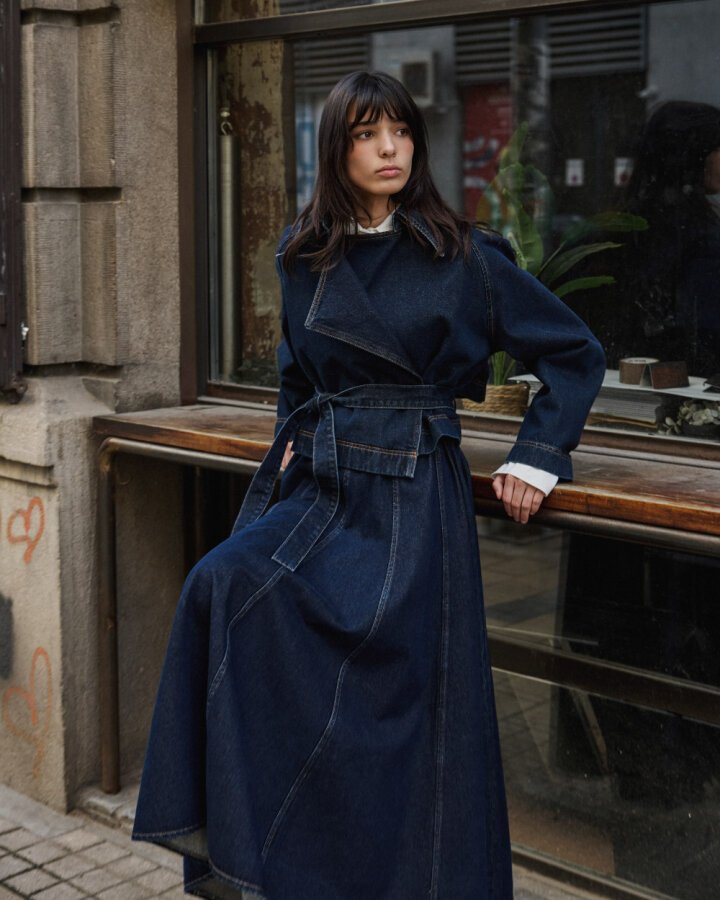 Kısa Crop Jean Trençkot Lacivert - Aybikestil (1)