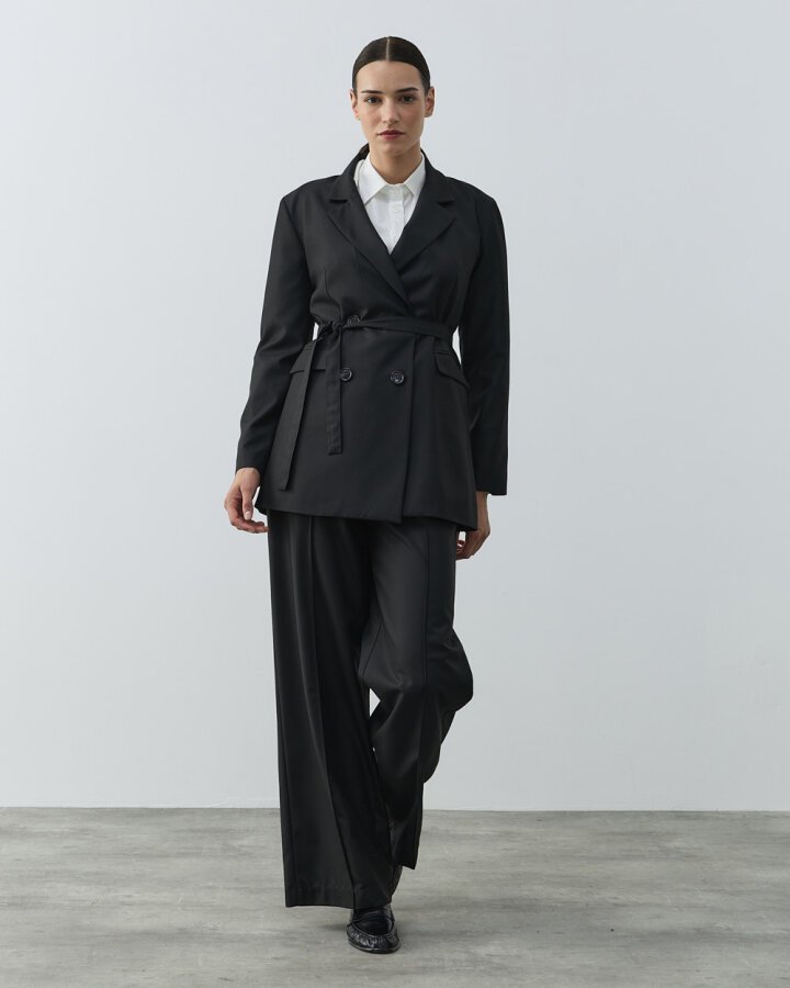 Klasik Kruvaze Pensli Fit Blazer Ceket Siyah - Aybikestil (1)