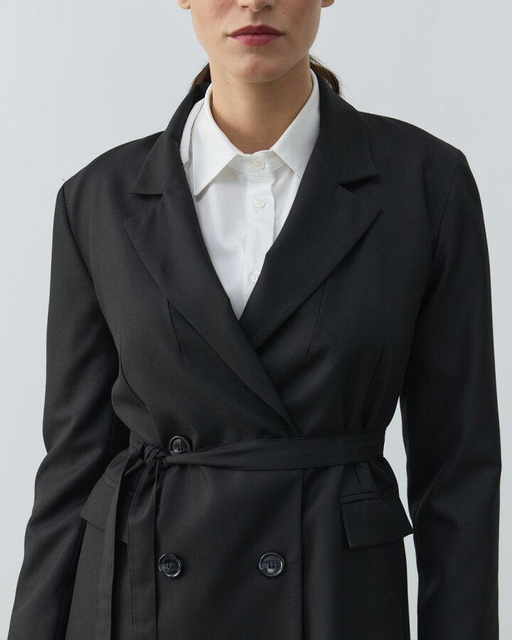 Klasik Kruvaze Pensli Fit Blazer Ceket Siyah - Aybikestil (1)