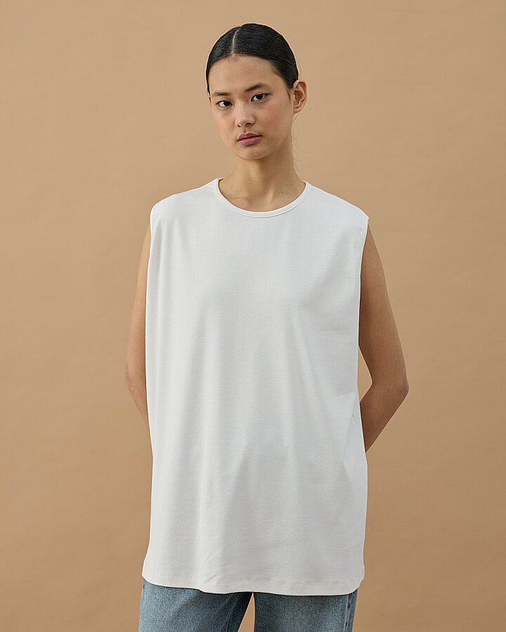 Kolsuz Uzun Tshirt Ekru - Aybikestil