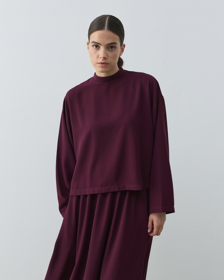 Krep Basic Bluz Mürdüm - Aybikestil