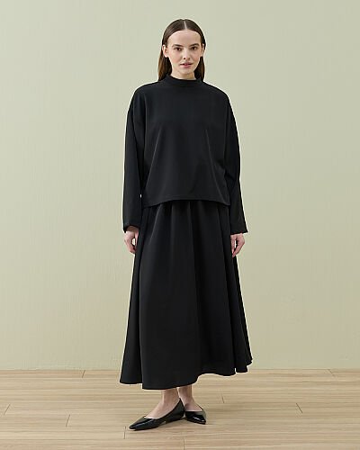 Krep Basic Bluz Siyah - Aybikestil (1)