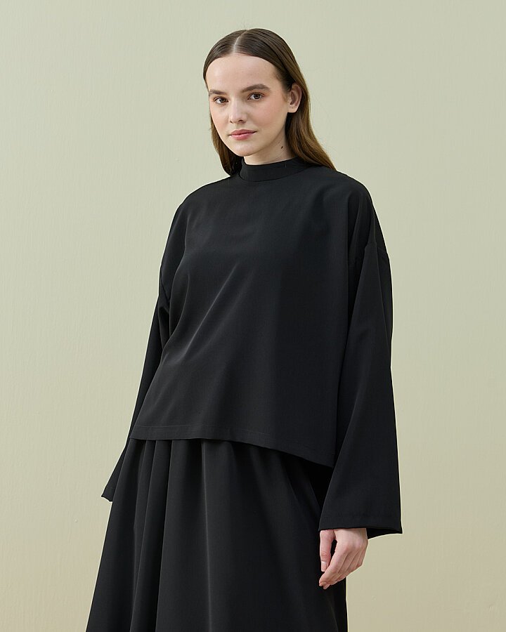 Krep Basic Bluz Siyah - Aybikestil