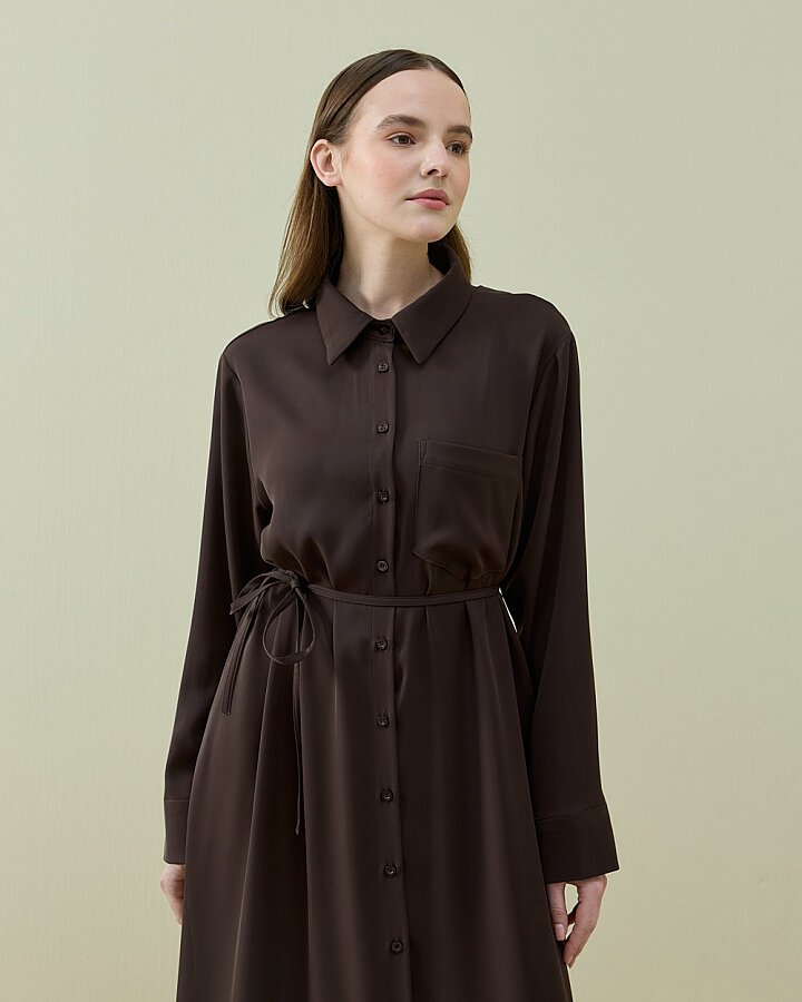 Krep Gömlek Elbise Kahve - Aybikestil (1)