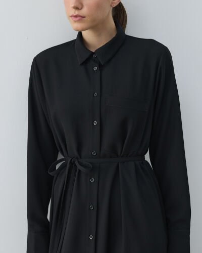 Krep Gömlek Elbise Siyah - Aybikestil (1)