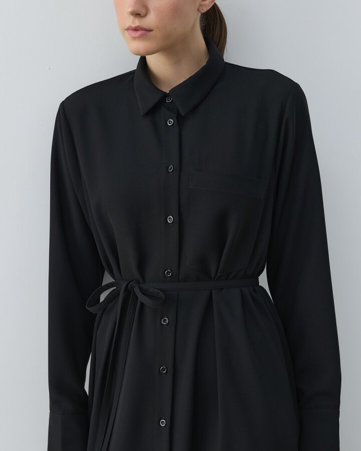 Krep Gömlek Elbise Siyah - Aybikestil (1)