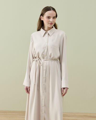 Krep Gömlek Elbise Taş - Aybikestil (1)