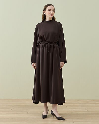 Krep Kloş Vol Etek Kahve - Aybikestil (1)