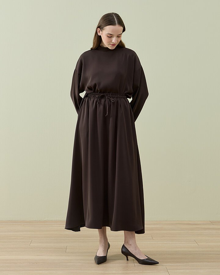 Krep Kloş Vol Etek Kahve - Aybikestil (1)