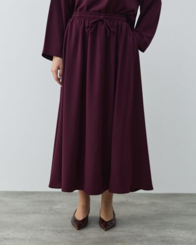 Krep Kloş Vol Etek Mürdüm 