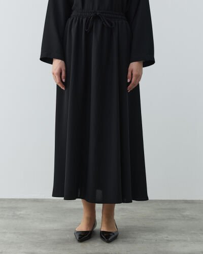 Krep Kloş Vol Etek Siyah 