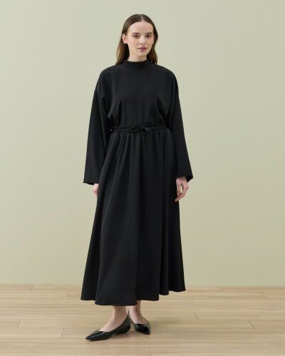 Krep Kloş Vol Etek Siyah - Aybikestil (1)