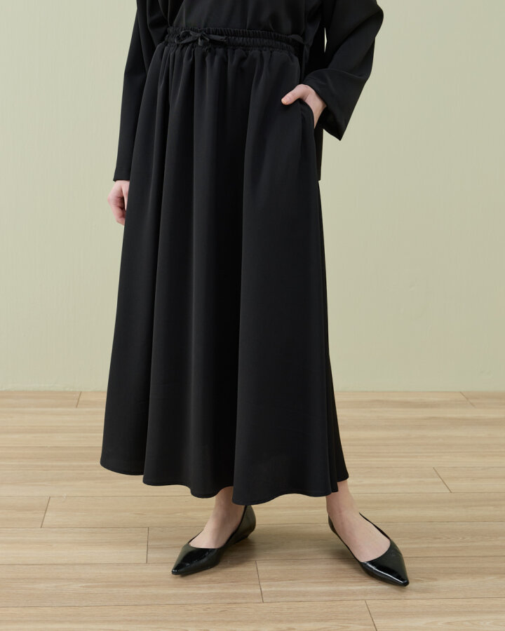 Krep Kloş Vol Etek Siyah - Aybikestil