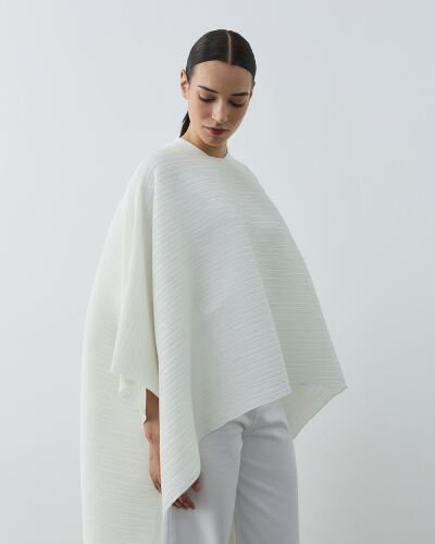 Limited Edition Krinkıl Pilise Pelerin Bluz Beyaz - Aybikestil (1)