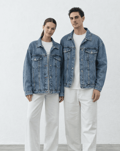 Oversize Unisex Jean Ceket Çift Seti Açık Mavi 