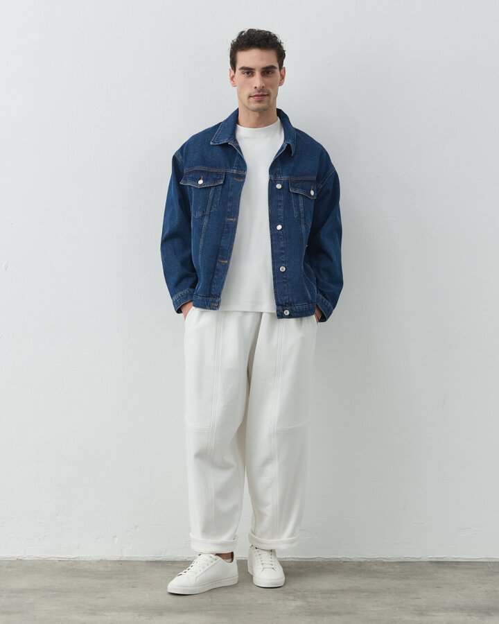 Oversize Unisex Jean Ceket Çift Seti Mavi - Aybikestil (1)