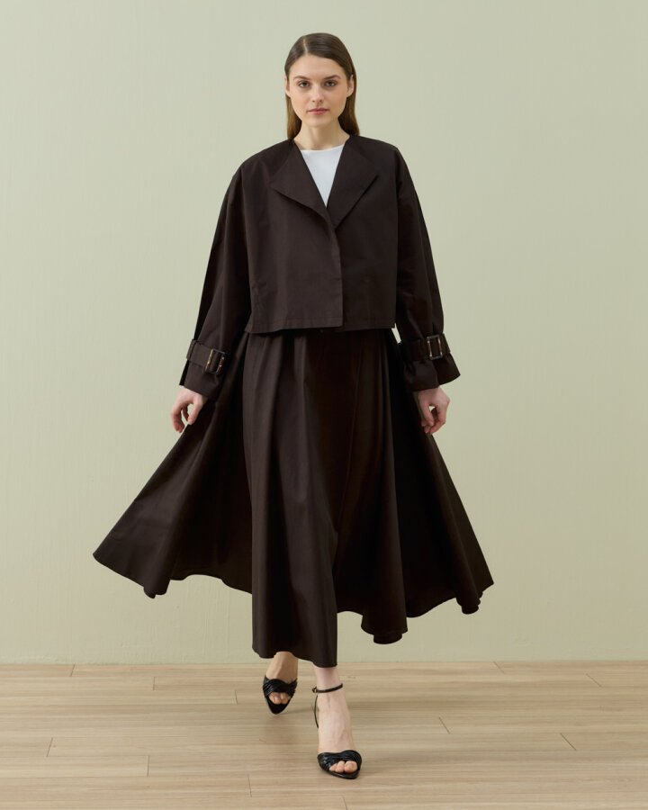 Paper Gabardin Atkılı Mini Trençkot Acı Kahve - Aybikestil (1)