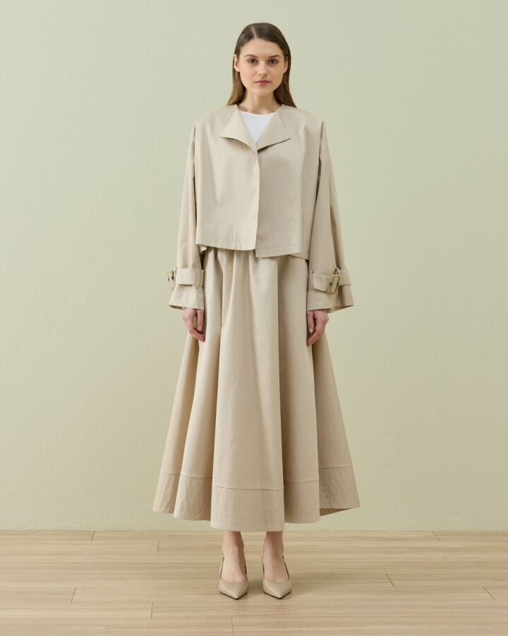 Paper Gabardin Atkılı Mini Trençkot Bej - Aybikestil