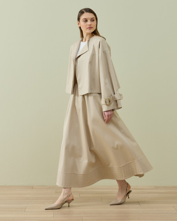 Paper Gabardin Atkılı Mini Trençkot Bej - Aybikestil (1)