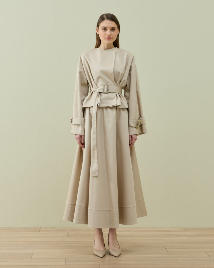 Paper Gabardin Atkılı Mini Trençkot Bej - Aybikestil (1)