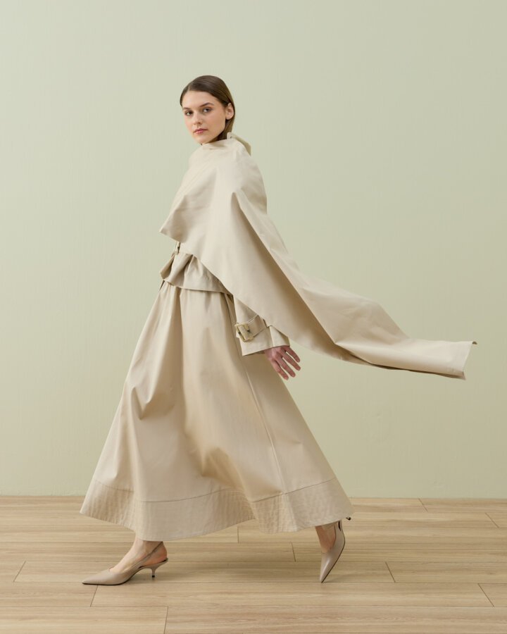 Paper Gabardin Atkılı Mini Trençkot Bej - Aybikestil