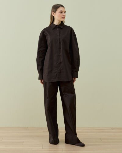 Paper Gabardin Basic Must Gömlek Acı Kahve - Aybikestil (1)