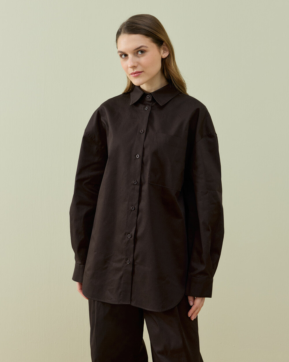 Paper Gabardin Basic Must Gömlek Acı Kahve - Aybikestil