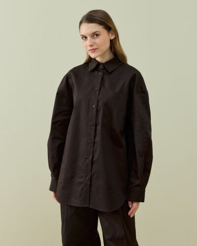 Paper Gabardin Basic Must Gömlek Acı Kahve 