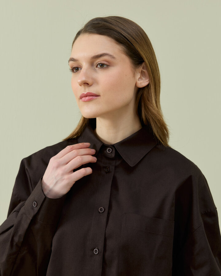 Paper Gabardin Basic Must Gömlek Acı Kahve - Aybikestil (1)