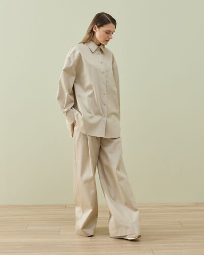 Paper Gabardin Basic Must Gömlek Bej - Aybikestil (1)