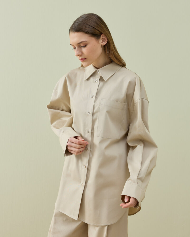 Paper Gabardin Basic Must Gömlek Bej - Aybikestil (1)