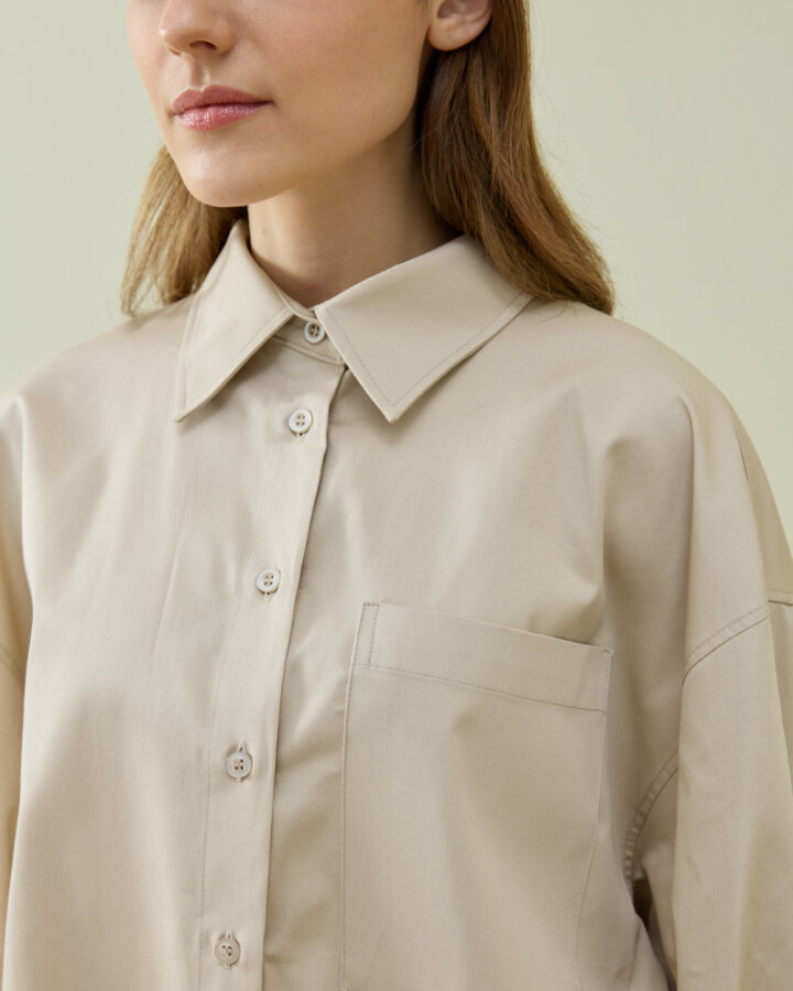 Paper Gabardin Basic Must Gömlek Bej - Aybikestil (1)