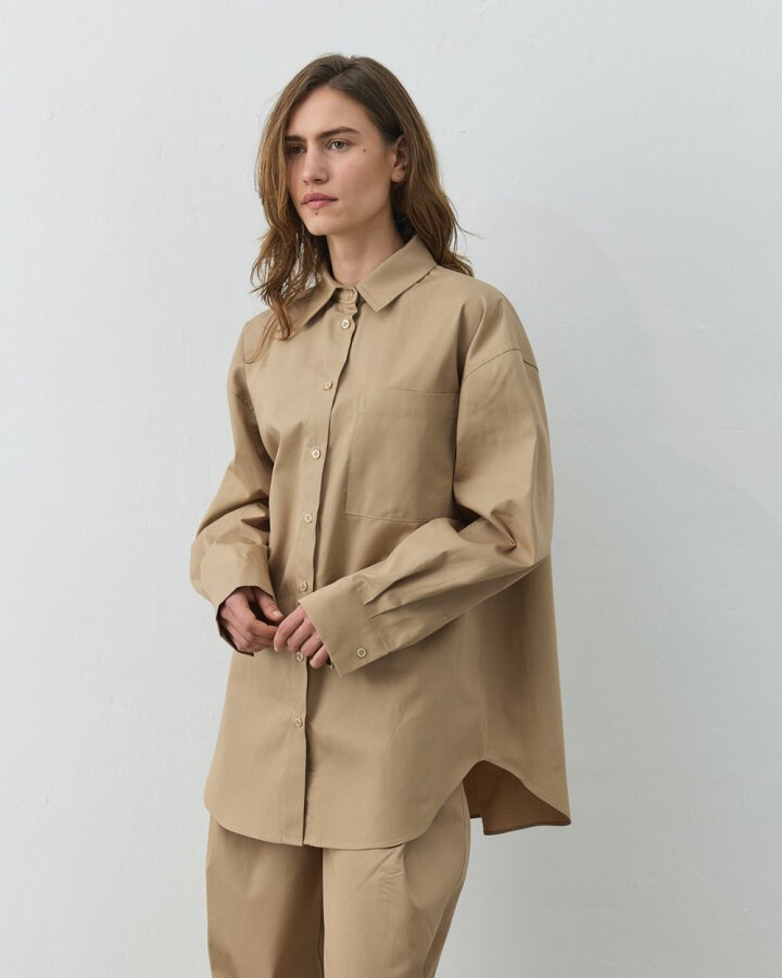 Paper Gabardin Basic Must Gömlek Camel