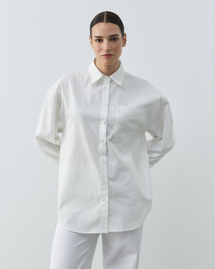 Paper Gabardin Basic Must Gömlek Ekru