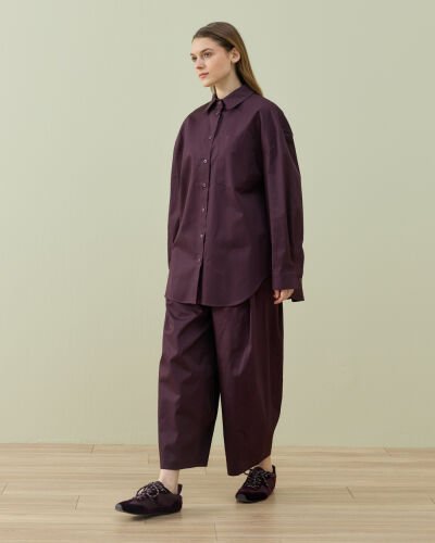 Paper Gabardin Basic Must Gömlek Mürdüm - Aybikestil (1)