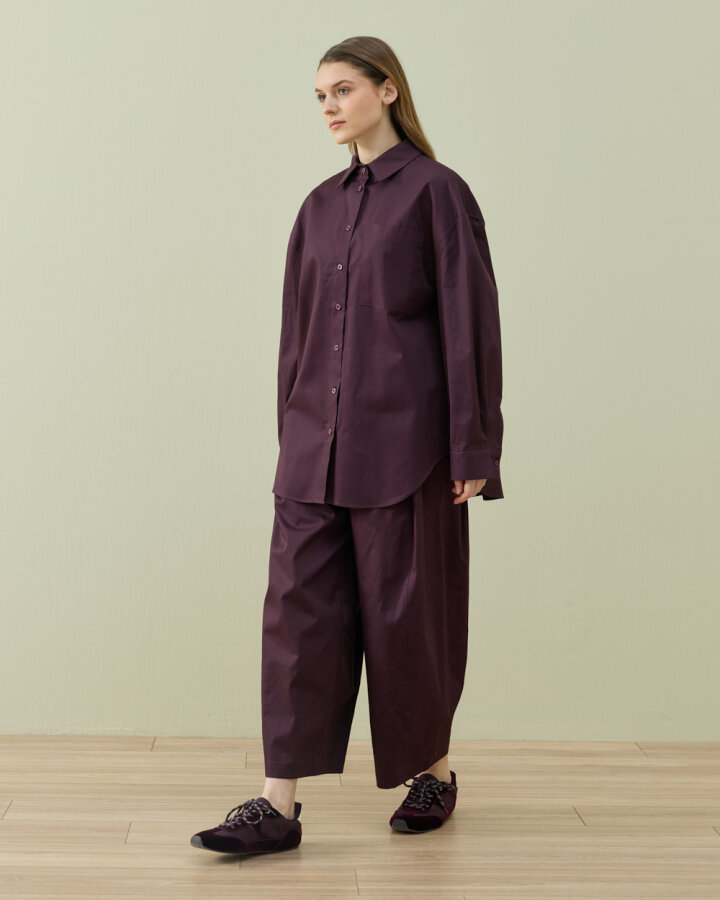 Paper Gabardin Basic Must Gömlek Mürdüm - Aybikestil (1)