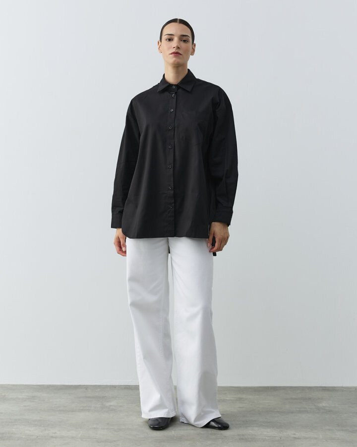 Paper Gabardin Basic Must Gömlek Siyah - Aybikestil (1)