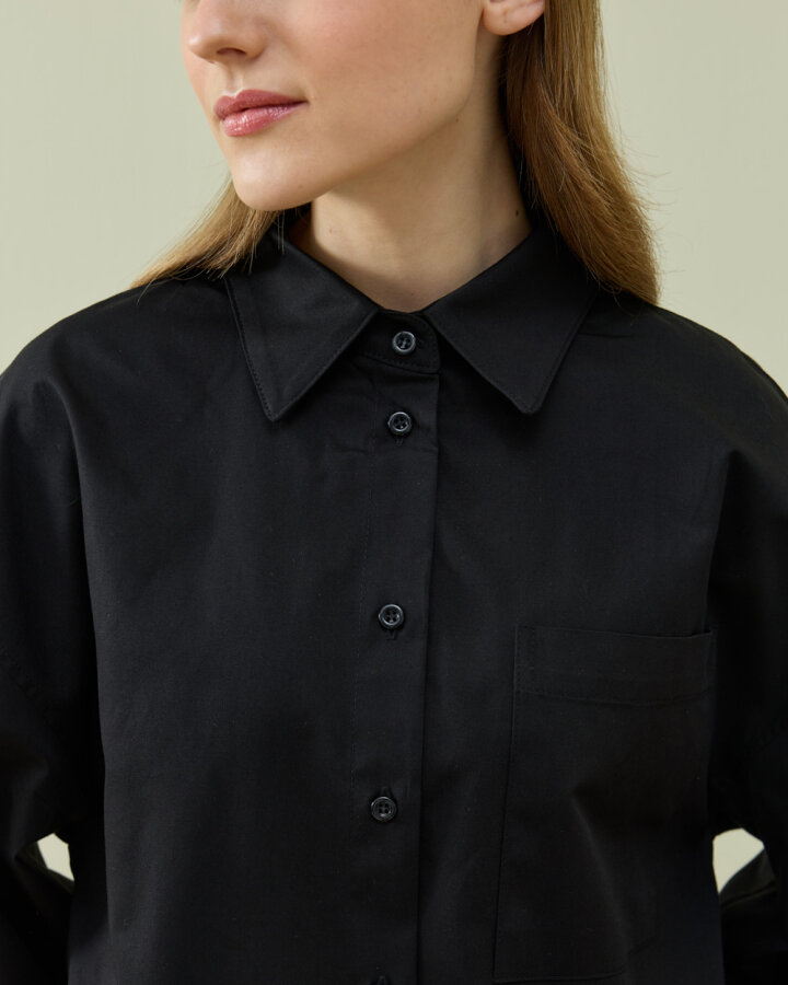 Paper Gabardin Basic Must Gömlek Siyah - Aybikestil (1)