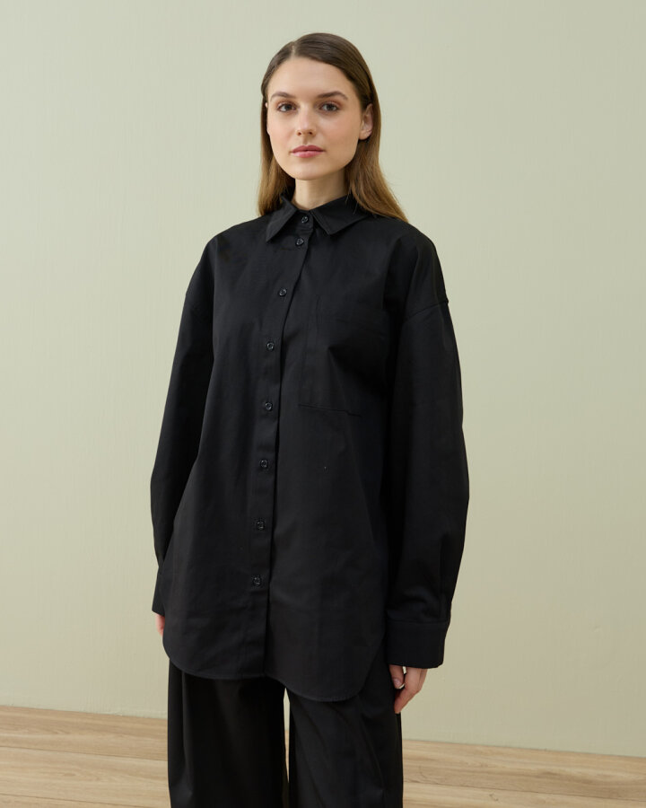 Paper Gabardin Basic Must Gömlek Siyah - Aybikestil (1)