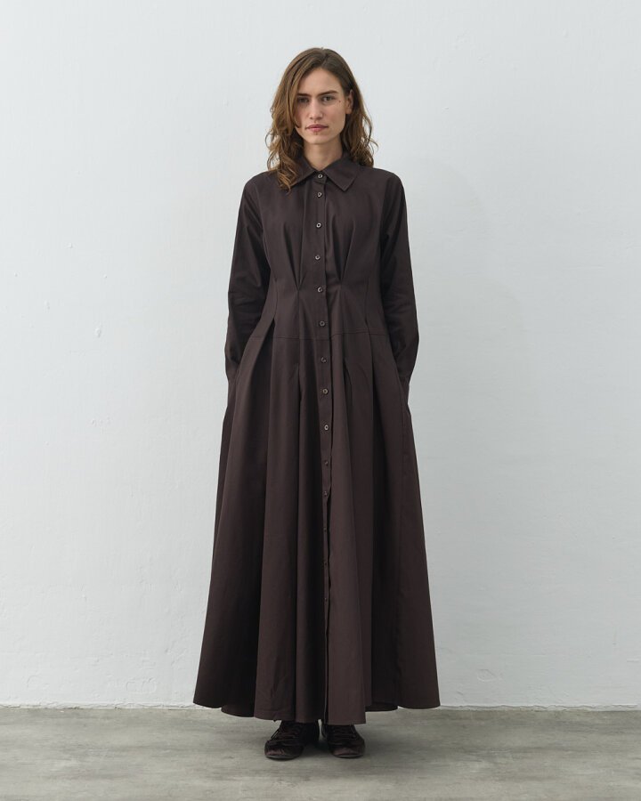 Paper Gabardin Belden Kup Ve Pile Detaylı Elbise Acı Kahve - Aybikestil