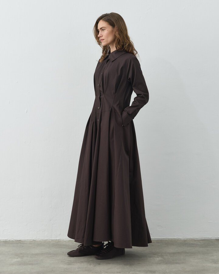 Paper Gabardin Belden Kup Ve Pile Detaylı Elbise Acı Kahve - Aybikestil (1)