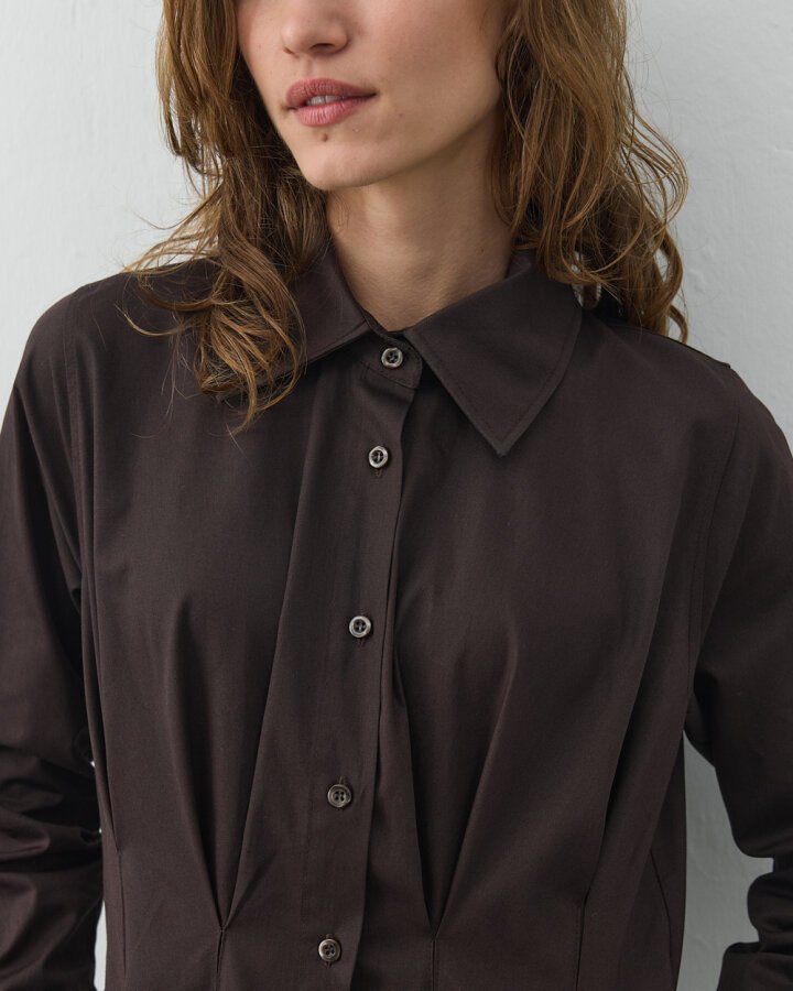 Paper Gabardin Belden Kup Ve Pile Detaylı Elbise Acı Kahve - Aybikestil (1)