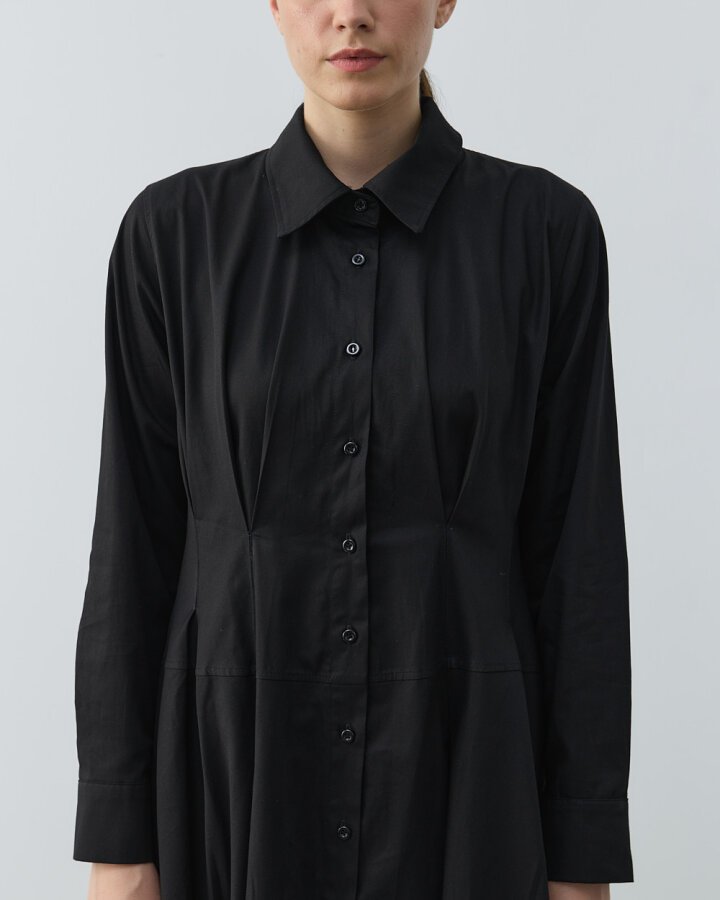 Paper Gabardin Belden Kup Ve Pile Detaylı Elbise Siyah - Aybikestil (1)