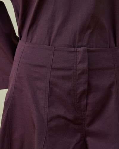 Paper Gabardin Çok Parçalı Pervazlı Etek Mürdüm - Aybikestil (1)