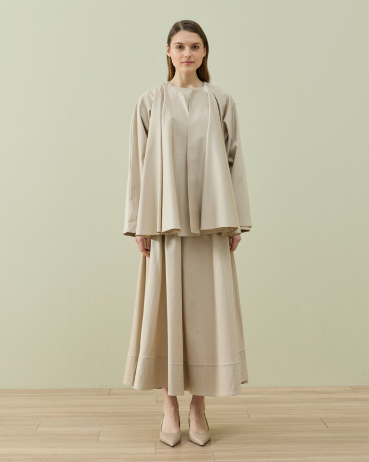 Paper Gabardin Çok Volanlı Dove Ceket Bej - Aybikestil (1)