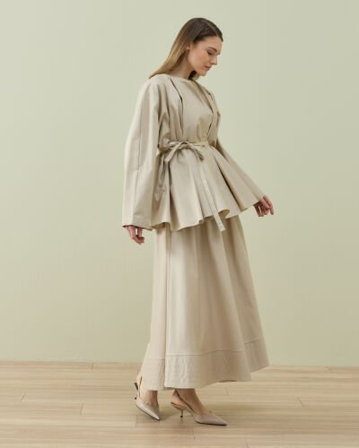 Paper Gabardin Çok Volanlı Dove Ceket Bej 